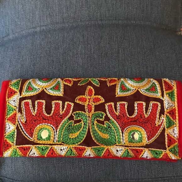 Ankara Kutchi Style Embroidered Clutch Bag with Mirror embellishment. - Picture 2 of 4